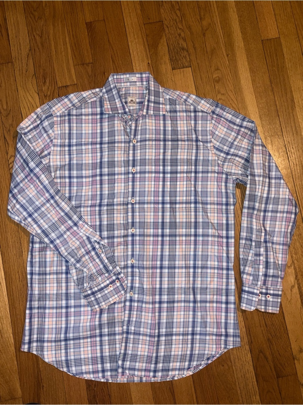 Peter Millar Plaid Dress Shirt Mens Large